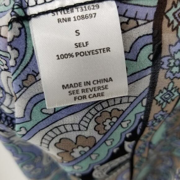3/$25 Alice Blue Stitch Fix Paisley Peasant Blouse S  Boho Flowy Bohemian Top - Picture 9 of 10